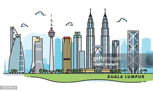 skyline von kuala lumpur - malaysia stock-grafiken, -clipart, -cartoons und -symbole