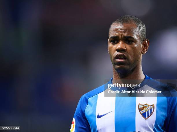 Diego Rolan of Malaga CF looks on during the La Liga match between Malaga and Sevilla at Estadio La Rosaleda on February 28, 2018 in Malaga, Spain.