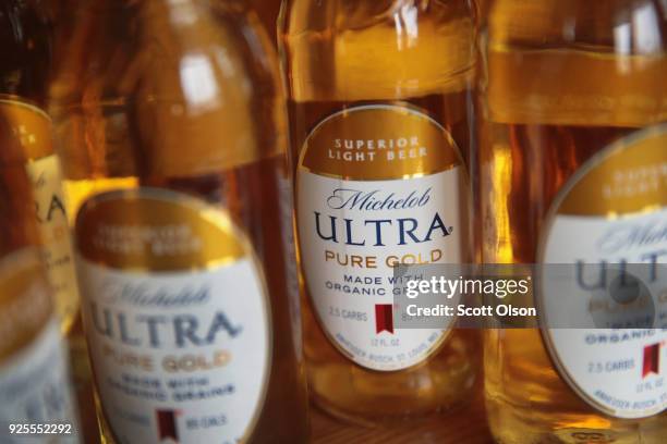 Anheuser-Busch InBev's Michelob ULTRA Pure Gold is shown on February 28, 2018 in Chicago, Illinois. The beer, made with organic grains, is targeted...