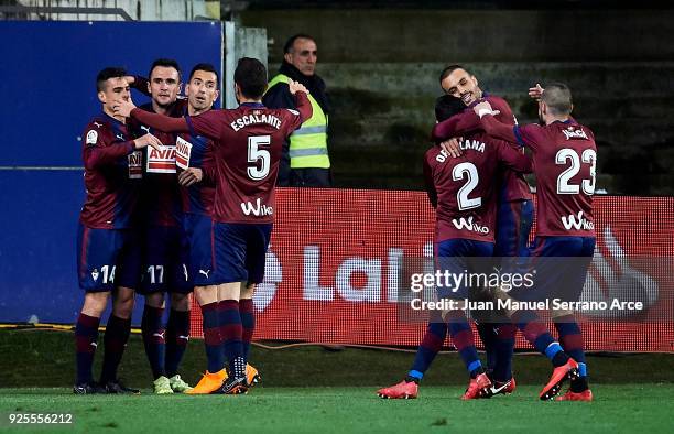 Kike Garcia of SD Eibar celebrates after scoring goal during the La Liga match between SD Eibar and Villarreal CF at Ipurua Municipal Stadium on...