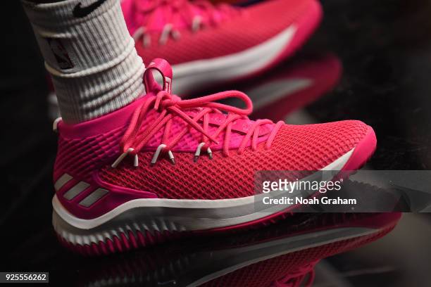 The sneakers of Kris Dunn of the USA Team before the Mtn Dew Kickstart Rising Stars Game during All-Star Friday Night as part of 2018 NBA All-Star...