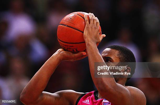 Bryce Taylor of Baskets in action during the Beko Basketball Bundesliga game between Telekom Baskets and Alba Berlin at Telekom Dome on October 30,...