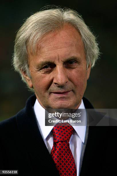 Former coach of Duesseldorf Aleksandar Ristic is seen during the Second Bundesliga match between Fortuna Duesseldorf and Karlsruher SC at the Esprit...