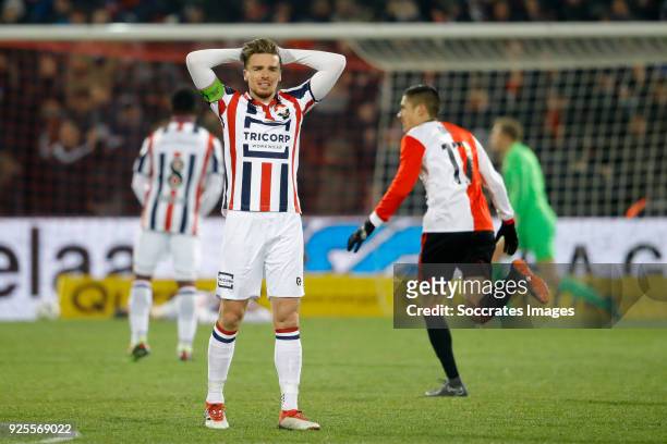 Ben Rienstra of Willem II during the Dutch KNVB Beker match between Feyenoord v Willem II at the Stadium Feijenoord on February 28, 2018 in Rotterdam...