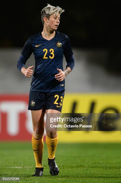 Michelle Heyman of Australia in action during the Women's Algarve Cup Tournament match between Norway and Australia at Municipal Albufeira on...