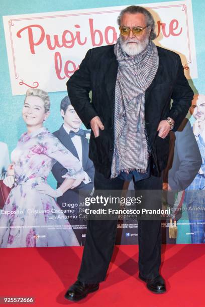 Diego Abatantuono attends a photocall for 'Puoi Baciare Lo Sposo' on February 28, 2018 in Milan, Italy.