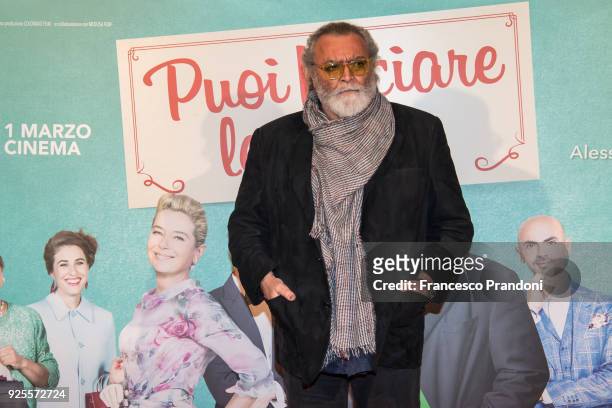 Diego Abatantuono attends a photocall for 'Puoi Baciare Lo Sposo' on February 28, 2018 in Milan, Italy.