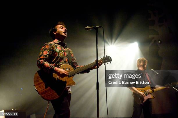 Rolo McGinty and Simon Mawby of The Woodentops perform at the Queen Elizabeth Hall on October 30, 2009 in London, England.