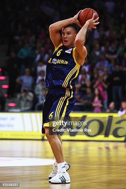 Steffen Hamann of Alba in action during the Beko Basketball Bundesliga game between Telekom Baskets and Alba Berlin at Telekom Dome on October 30,...