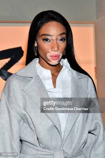 Winnie Harlow attends the H&M show as part of the Paris Fashion Week Womenswear Fall/Winter 2018/2019 on February 28, 2018 in Paris, France.