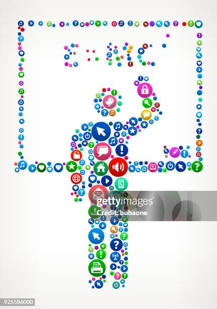 teaching astronomy internet communication technology icon pattern - math professor stock illustrations