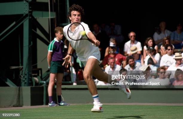 Javier Frana of Argentina in action during the Wimbledon Lawn Tennis Championships at the All England Lawn Tennis and Croquet Club, circa June, 1988...