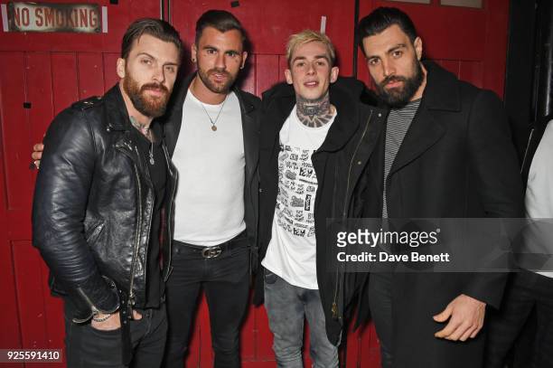 Levi Stocke, Chris Perceval, Alexander James and guest attend the global launch of new grooming brand 'HOUSE 99 by David Beckham' at Electrowerkz on...