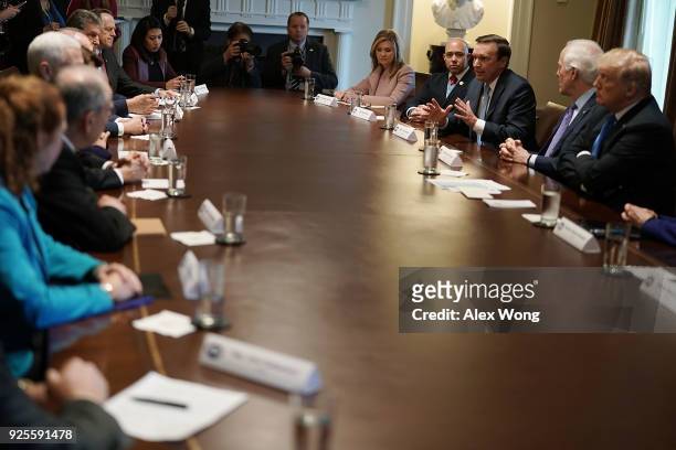 Sen. Christopher Murphy speaks as President Donald Trump meets with bipartisan members of the Congress at the Cabinet Room of the White House...