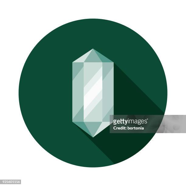 stockillustraties, clipart, cartoons en iconen met genezing van crystal flat design natuurgeneeskunde pictogram met kant schaduw - quartz