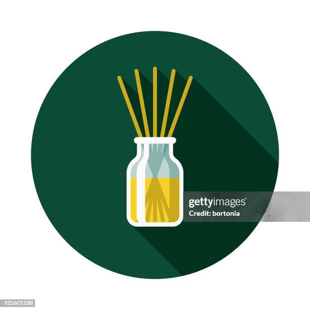aromatherapy reed diffuser flat design naturopathy icon with side shadow - aromatherapy diffuser stock illustrations
