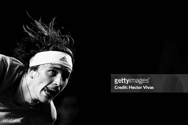Alexander Zverev of Germany gestures during a match between Steve Johnson of United States and Alexander Zverev of Germany as part of the Telcel...