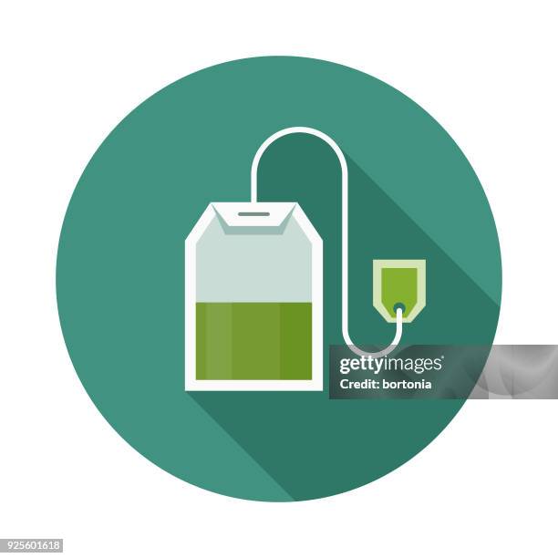 tea flat design naturopathy icon with side shadow - green tea stock illustrations