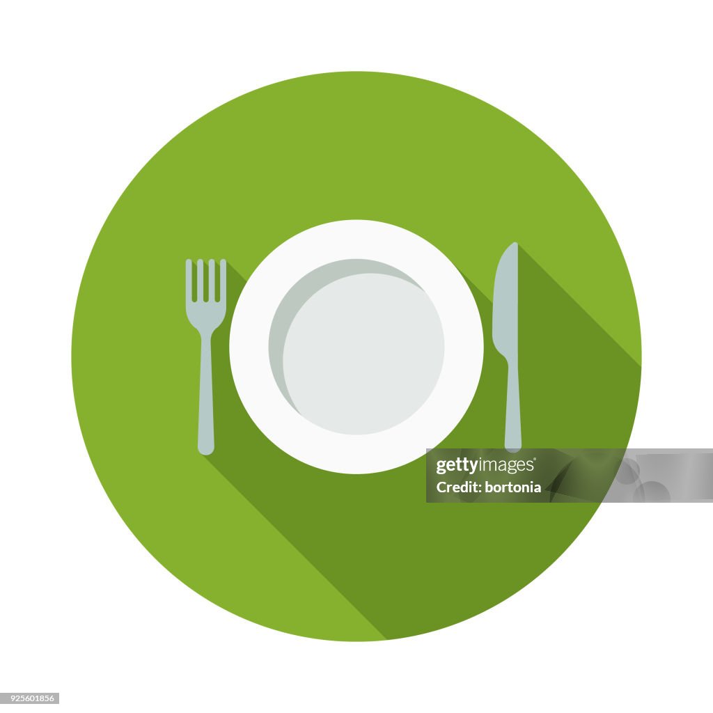 Fasting Flat Design Naturopathy Icon with Side Shadow