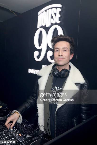 Nick Grimshaw DJs at the HOUSE 99 by David Beckham Global Launch Party at Electrowerkz on February 28, 2018 in London, England.