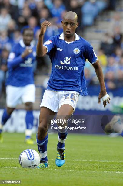 Gelson Fernandes of Leicester City in action during the Championship match between Leicester City v Southampton at the King Power Stadium in...