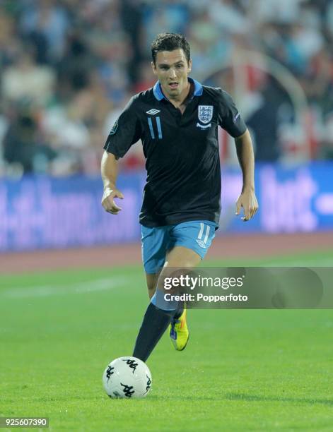 Stewart Downing of England in action during the EURO 2012 group G qualifying match between Bulgaria and England at the Vasil Levski National Stadium...