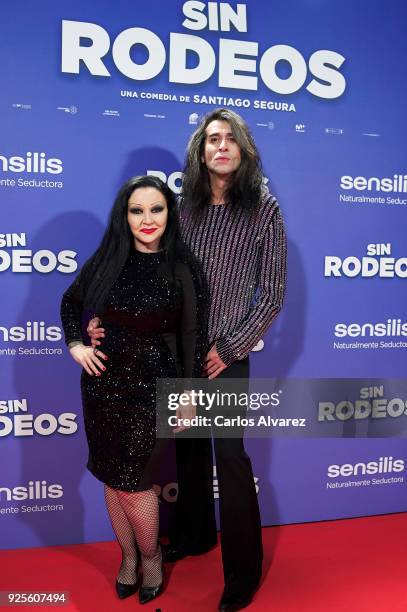 Singer Alaska and husband Mario Vaquerizo attend 'Sin Rodeos' premiere at the Capitol cinema on February 28, 2018 in Madrid, Spain.