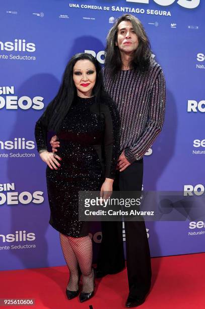 Singer Alaska and husband Mario Vaquerizo attend 'Sin Rodeos' premiere at the Capitol cinema on February 28, 2018 in Madrid, Spain.