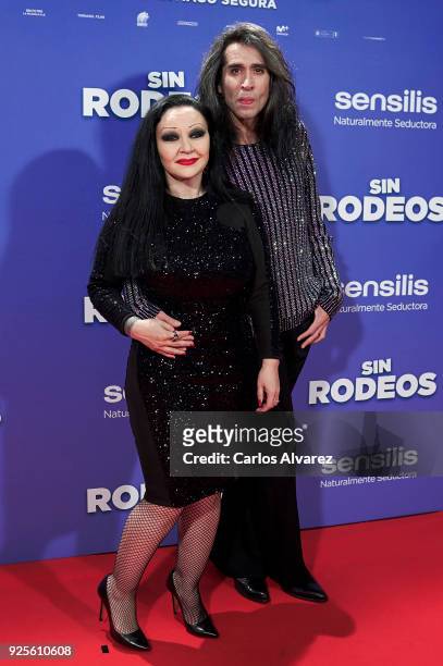 Singer Alaska and husband Mario Vaquerizo attend 'Sin Rodeos' premiere at the Capitol cinema on February 28, 2018 in Madrid, Spain.