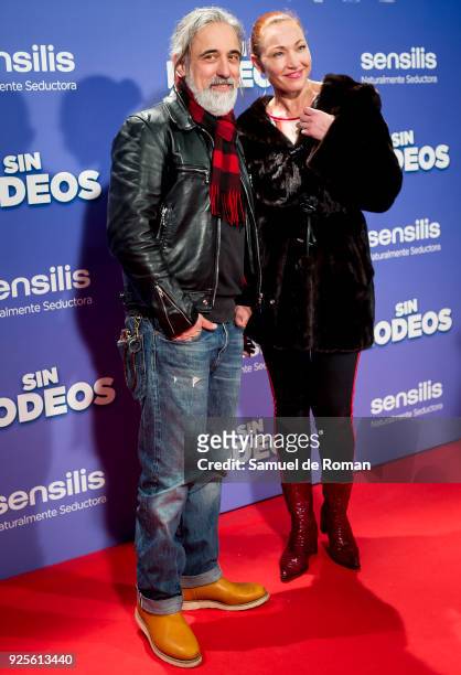 Sergi Arola and Silvia Fominaya attend the "Sin Rodeos" Madrid premiere on February 28, 2018 in Madrid, Spain.