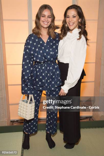 Marie-Ange Casta and Alysson Paradis attend the H&M show as part of the Paris Fashion Week Womenswear Fall/Winter 2018/2019 on February 28, 2018 in...