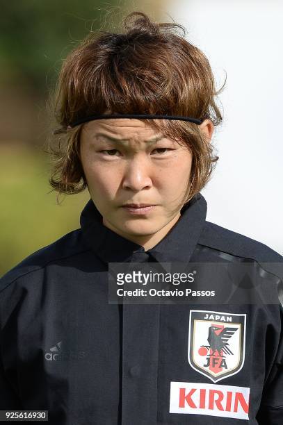 Mizuho Sakaguchi of Japan during the Women's Algarve Cup Tournament match between Japan and Holland at Municipal Bellavista on February 28, 2018 in...