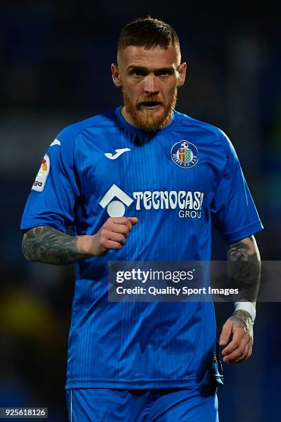 Gabriel Antunes of Getafe looks on during the La Liga match between Getafe and Deportivo La Coruna at Coliseum Alfonso Perez on February 28, 2018 in...