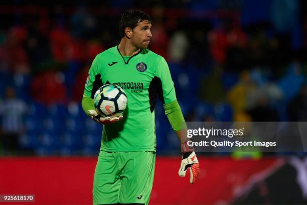 Damian Emiliano of Getafe in action during the La Liga match between Getafe and Deportivo La Coruna at Coliseum Alfonso Perez on February 28, 2018 in...