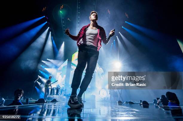 Dan Reynolds of Imagine Dragons perform live on stage at The O2 Arena on February 28, 2018 in London, England.