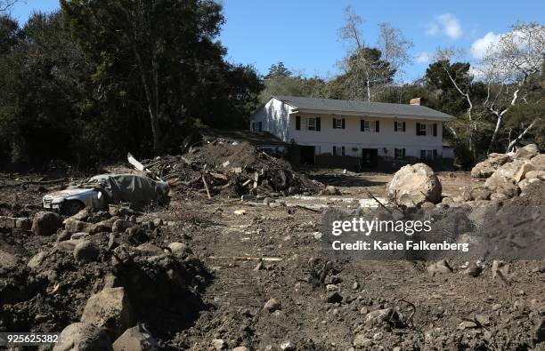 February 28, 2018: A home at Olive Mill Road and Hot Springs Road in Montecito that was damaged by the mudslide.