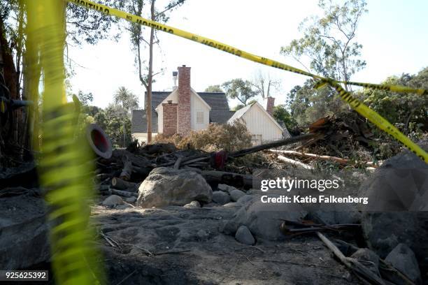 February 28, 2018: A home at Olive Mill Road and Hot Springs Road in Montecito that was damaged by the mudslide.