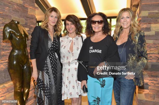Actors Laura Dern, Nia Vardalos, host Diane von Furstenberg and actor Rita Wilson attend the DVF Oscar Luncheon honoring the female nominees of the...