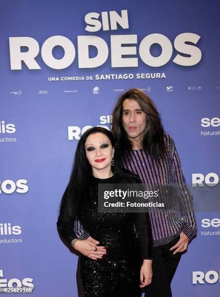 Alaska and Mario Vaquerizo attend the 'Sin Rodeos' premiere at Capitol cinema on February 28, 2018 in Madrid, Spain.