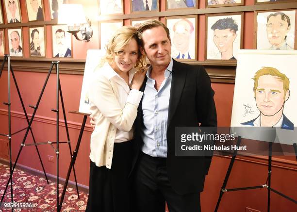 Uma Thurman and Josh Lucas from the cast of "Parisian Woman" are honored With Sardi's Portrait at Sardi's on February 28, 2018 in New York City.