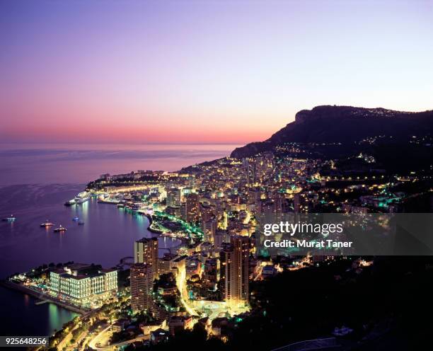 panorama of monte carlo in monaco - monaco sunset stock pictures, royalty-free photos & images