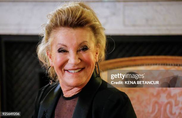 French singer Sheila attends an interview at the French Consulate in New York on February 28, 2018. / AFP PHOTO / KENA BETANCUR