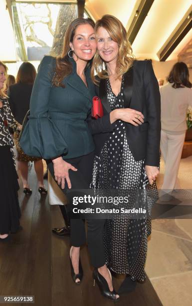 Model Mareva Georges Marciano and actor Laura Dern attend the DVF Oscar Luncheon Honoring The Female Nominees Of The 90th Academy Awards on February...