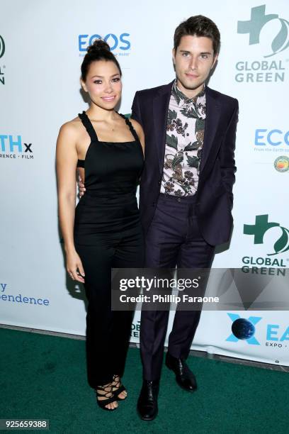 Jessica Parker Kennedy and Ronen Rubinstein attend the 15th Annual Global Green Pre-Oscar Gala on February 28, 2018 in Los Angeles, California.