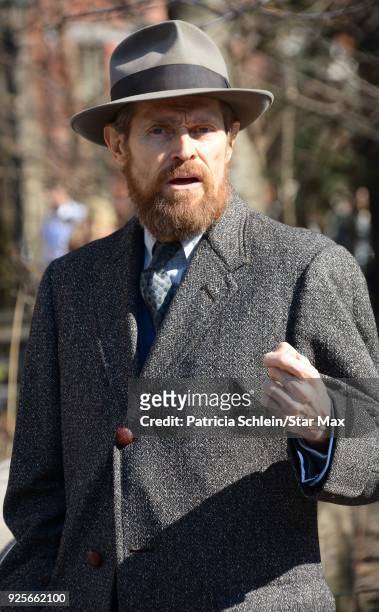 Willem Dafoe is seen on the set of 'Motherless Brooklyn' on February 28, 2018 in New York City.