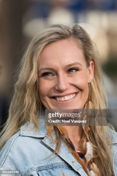 Jamie Anderson visits "Extra" at Universal Studios Hollywood on February 28, 2018 in Universal City, California.