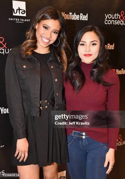 Kara Royster and Anna Akana attend the YouTube Red Originals Series "Youth & Consequences" screening on February 28, 2018 in Los Angeles, California.