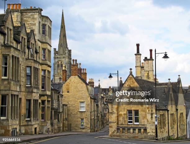 stamford old town with all saints' cathedral. - stamford england stock pictures, royalty-free photos & images