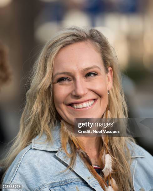 Jamie Anderson visits "Extra" at Universal Studios Hollywood on February 28, 2018 in Universal City, California.