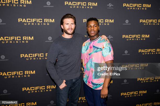 John Boyega and Scott Eastwoodattends the Pacific Rim Uprising fan event at Event Cinemas George Street on February 28, 2018 in Sydney, Australia.